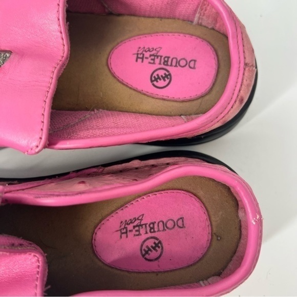 DOUBLE H boots slip on western pink slide shoes size 5 - Picture 5 of 6